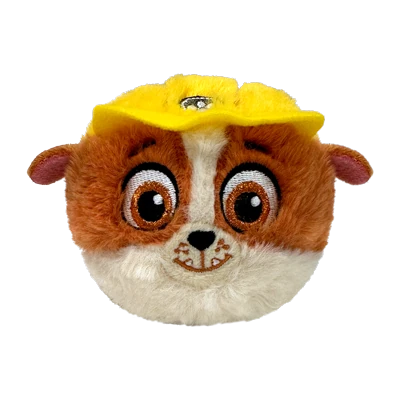 Ty Beanie Bouncers PAW Patrol Rubble plush face with yellow construction helmet