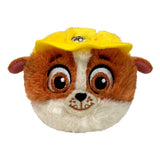 Rubble round plush bouncer shown front facing with yellow construction helmet