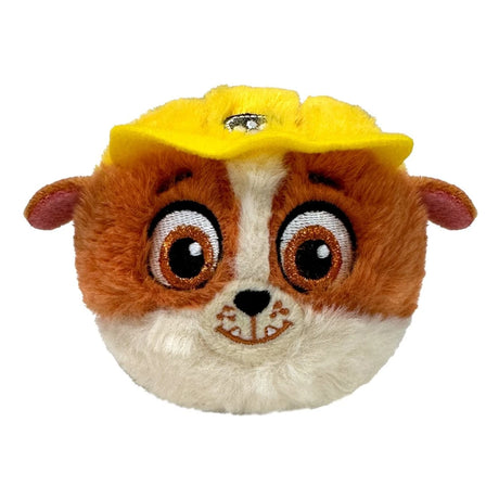 Rubble round plush bouncer shown front facing with yellow construction helmet