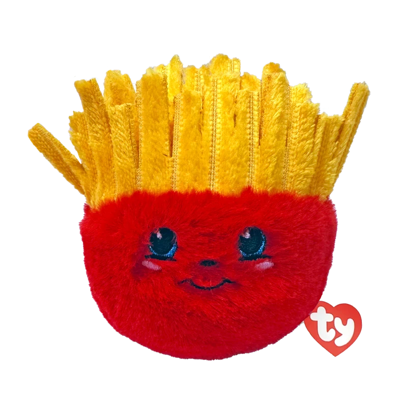 Ty Beanie Bouncers Spuds French Fries plush front view with red TY heart tag