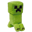 TY Minecraft Creeper Beanie Baby front view with green plush body, black pixel face and four feet
