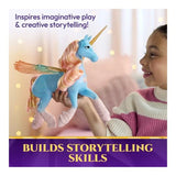 Child holding Unicorn Academy Glow Magic Skywind with its wings extended