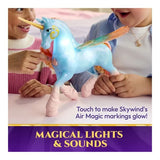 Children touching Unicorn Academy Glow Magic Skywind as its body markings light up