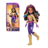 Unicorn Academy Sophia doll in front box layout wearing gold jacket and purple rider clothes – Ireland
