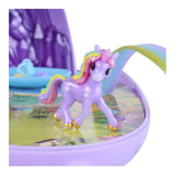 Purple unicorn figure with rainbow mane standing inside the opened Wildstar playset