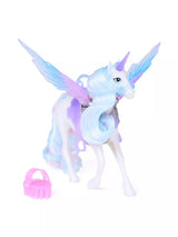 Unicorn Academy Wing Magic Glacier unicorn front view with blue and purple wings and pink brush
