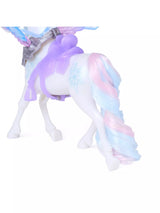 Close view of Unicorn Academy Wing Magic Glacier showing purple saddle, blue and pink tail and snowflake marking