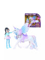 Unicorn Academy Wing Magic Layla doll beside Glacier unicorn with wings and retail packaging