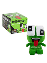 Green Unspeakable Mystery Plush toy displayed beside its mystery box on white background
