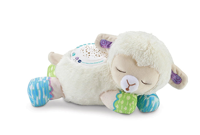 VTech 3-in-1 Starry Skies Sheep Soother sheep toy with patterned feet and electronic module on its back