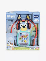 VTech Bluey Musical Moments Player in retail packaging with player, red headphones and Bluey artwork
