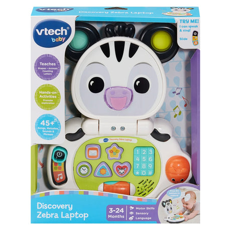 Boxed VTech Discovery Zebra Laptop with carry handle and learning buttons – Ireland.