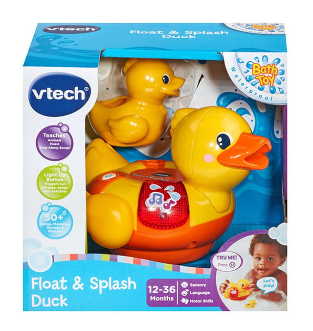 Boxed VTech Float & Splash Duck bath toy set with mother duck and smaller pouring duck figure – Ireland.