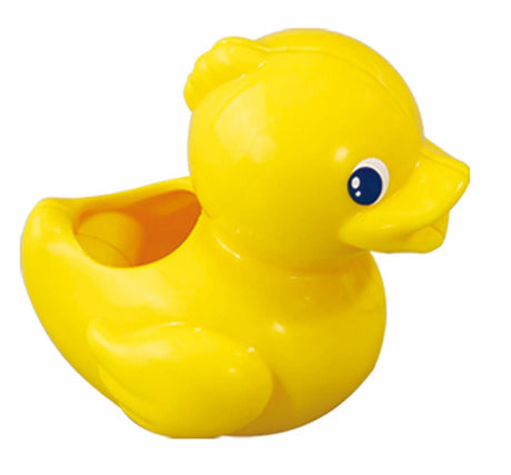 Bright yellow VTech Float & Splash Duck bath toy with blue eyes and smooth finish – Ireland.