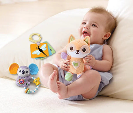 VTech Fox & Friends Gift Set baby playing with soft fox toy and koala rattle – Ireland