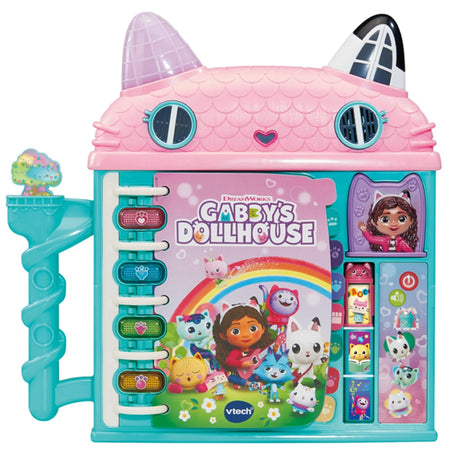 VTech Gabby’s Dollhouse Cat-a-Vator Discovery Book with handle and light-up buttons, front cover closed – Ireland.