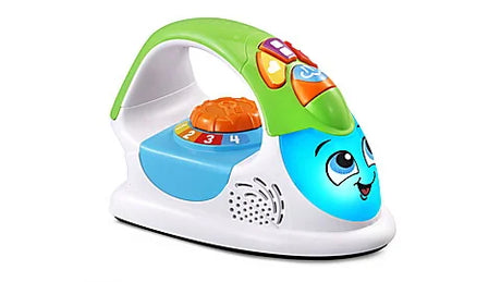 Close-up of VTech Ironing Time Learning Set toy iron with light-up buttons – Ireland