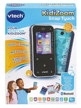 VTech KidiZoom Snap Touch boxed packaging with images of the touchscreen kids camera and Bluetooth features