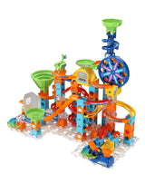 VTech Marble Rush Adventure Set with orange track network, green funnels, blue Ferris wheel and multiple marble routes