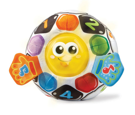 VTech My 1st Football Friend soft football with smiling face, coloured number panels and orange glove tab
