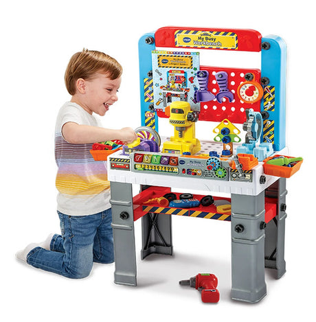 Child playing with VTech My Busy Workbench toy Ireland