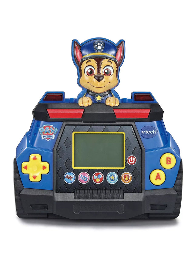 VTech PAW Patrol Chase Game & Go with Chase figure above the screen and yellow directional, A and B buttons