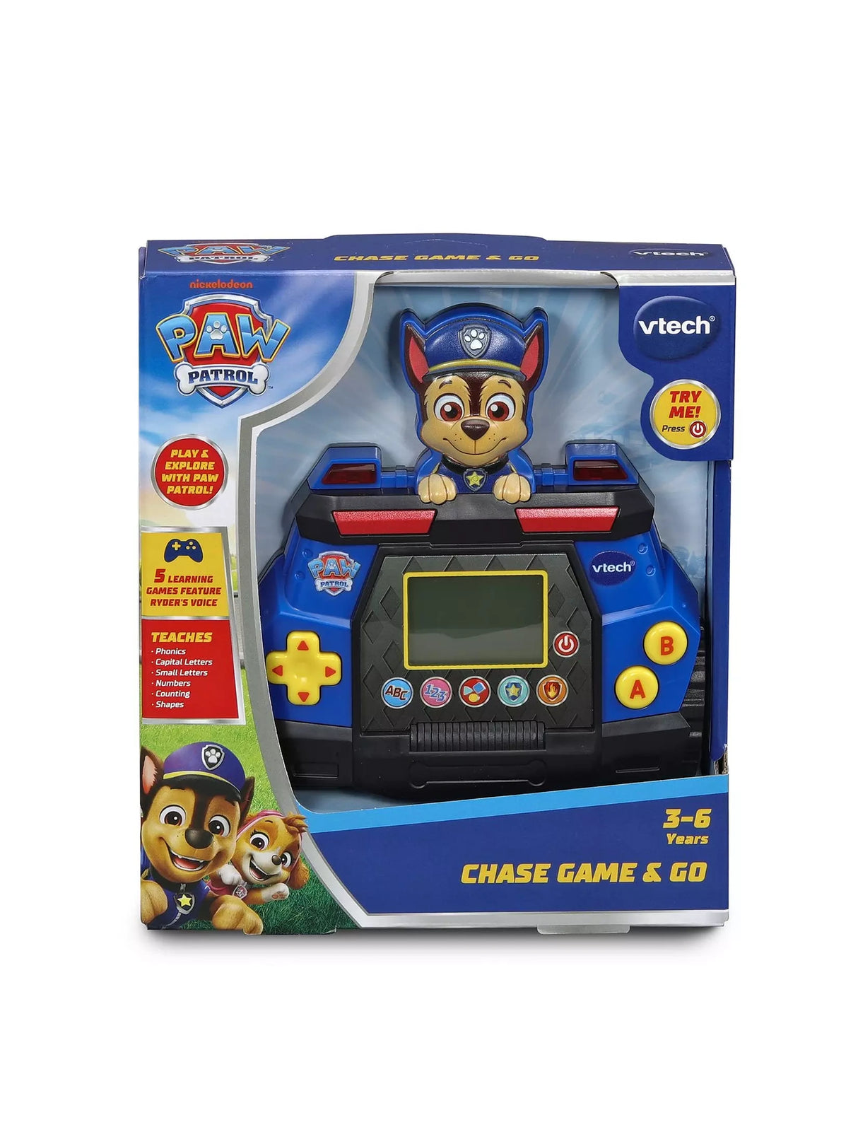 VTech PAW Patrol Chase Game & Go in retail packaging with Chase and Skye character artwork