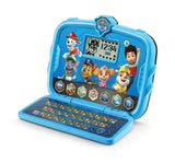 VTech PAW Patrol Learning Tab-Top open with Chase, Marshall, Skye, Rubble, Rocky and Ryder around the screen and alphabet keyboard