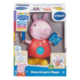 VTech Peppa Pig Move and Learn Peppa packaging front showing 3 learning modes and try-me feature – Ireland.