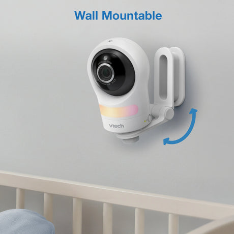 VTech RM4761 camera wall mounted above cot with wall bracket