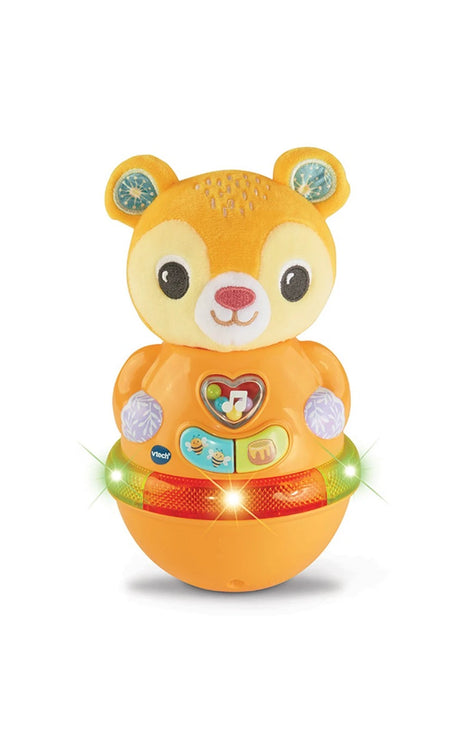 VTech Rock and Roll Bear front view with yellow bear face and light-up ring