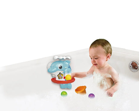 Baby playing in the bath with VTech Scoop and Score Dolphin Toy – Ireland