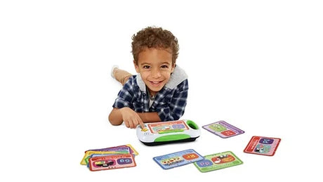 Child playing with VTech Slide-to-Read ABC Flash Cards and colourful alphabet cards – Ireland