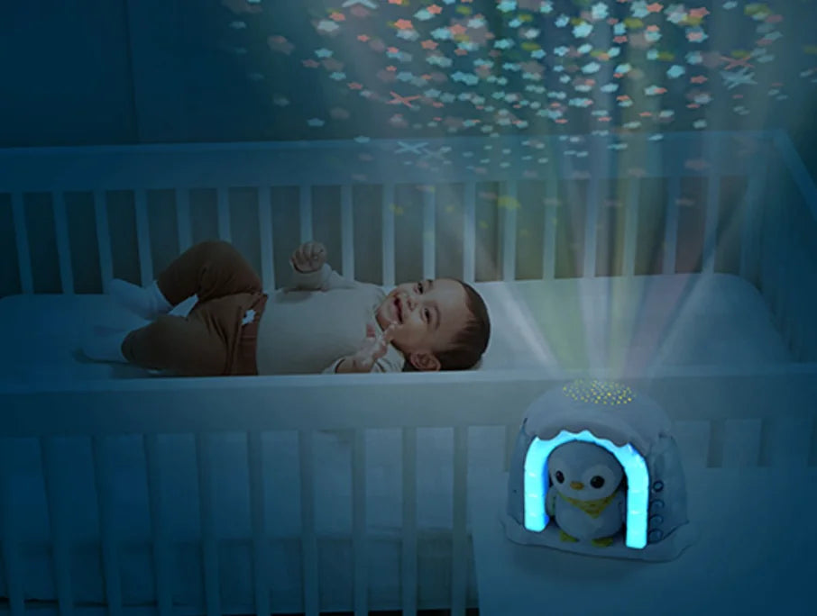 VTech Soothing Starlight Igloo projecting stars in baby’s crib at night – Ireland