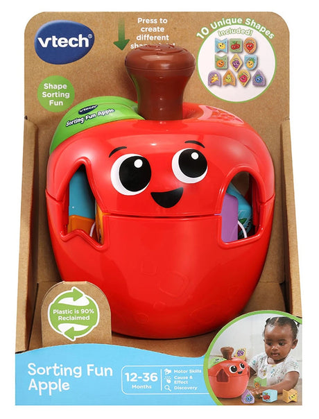 VTech Sorting Fun Apple box showing apple sorter and 12 to 36 months age mark