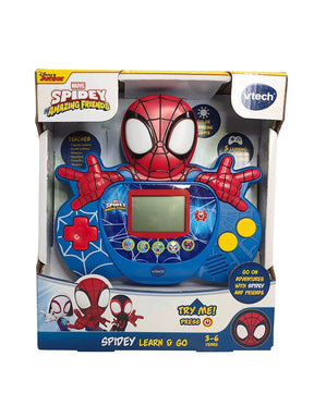VTech Spidey and His Amazing Friends Spidey Learn & Go in retail packaging with Spidey character artwork