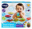 Vtech Baby Stack & Splash Bathtime Boats toy packaging with a child playing - Ireland