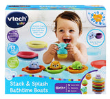 Vtech Baby Stack & Splash Bathtime Boats toy packaging with a child playing - Ireland