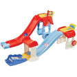 VTech Stitch Beach House Slide arranged with separate red and blue track sections and two raised platforms