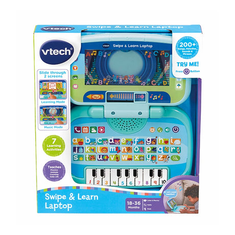 VTech Swipe and Learn Laptop box showing ABC keyboard and music screen – Ireland.