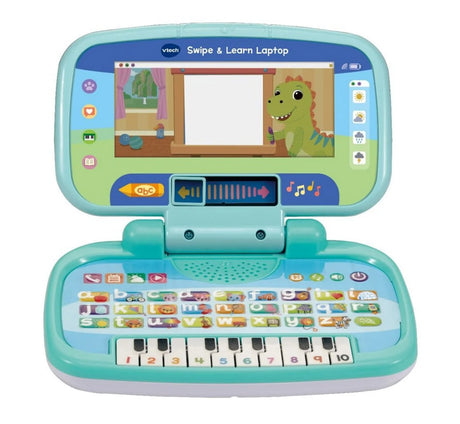 VTech Swipe and Learn Laptop open with screen and keyboard layout – Ireland.