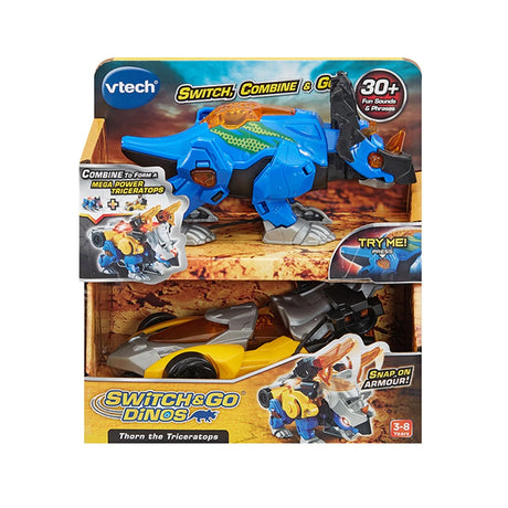 Box packaging of VTech Switch & Go Dinos Thorn the Triceratops – Ireland.