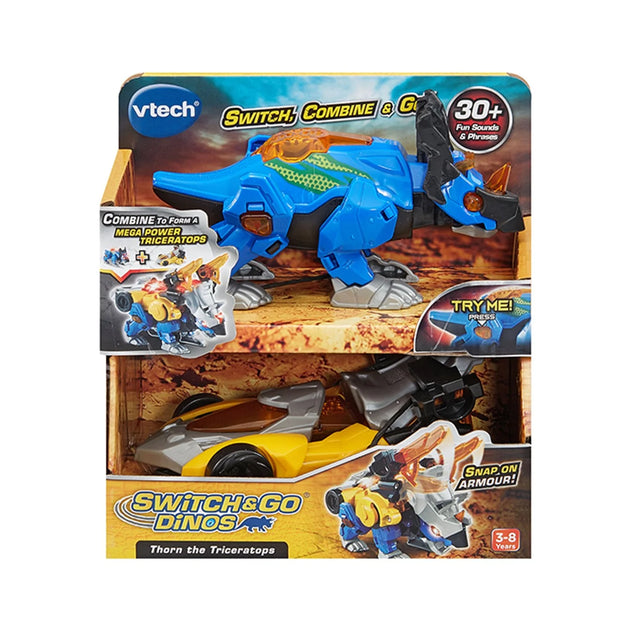 Box packaging of VTech Switch & Go Dinos Thorn the Triceratops – Ireland.