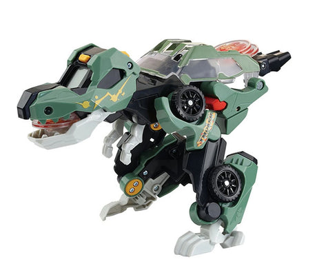 VTech Switch & Go Dinos Thrash the T-Rex in green dinosaur mode with disc in mouth