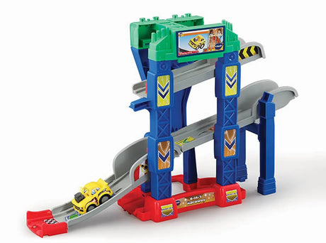 VTech Toot-Toot Drivers 4-in-1 Raceway zigzag tower track with yellow SmartPoint car in Ireland