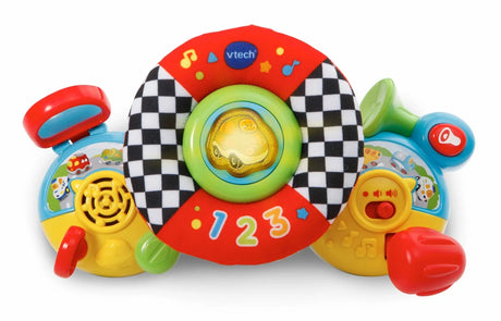 VTech Toot-Toot Drivers Baby Driver toy front view with steering wheel and lights – Ireland