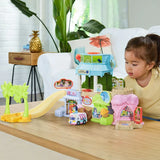 Child playing with the VTech Bluey Ice Cream Adventure Play Set and Ice Cream Truck on a wooden table