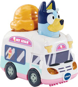 VTech Bluey Ice Cream Truck with Bluey figure and orange ice cream cone positioned behind the driver