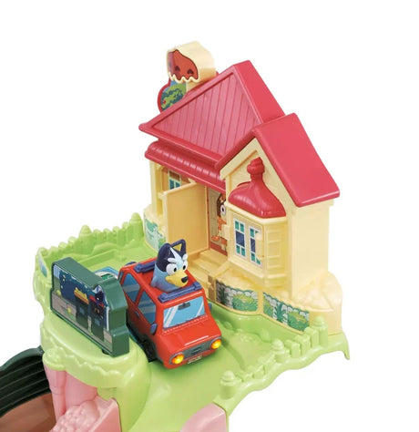 Close-up of Bluey’s family car outside the Heeler house on the play set – Ireland