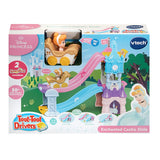 VTech Toot-Toot Drivers Disney Princess Enchanted Castle Slide box showing Cinderella carriage, castle slide and 1 to 5 years age mark